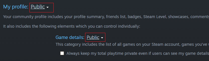 Set Public settings.